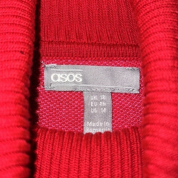 ASOS DESIGN ski slogan graphic sweater with racer stripe sleeves women’s size 14 - Picture 5 of 6